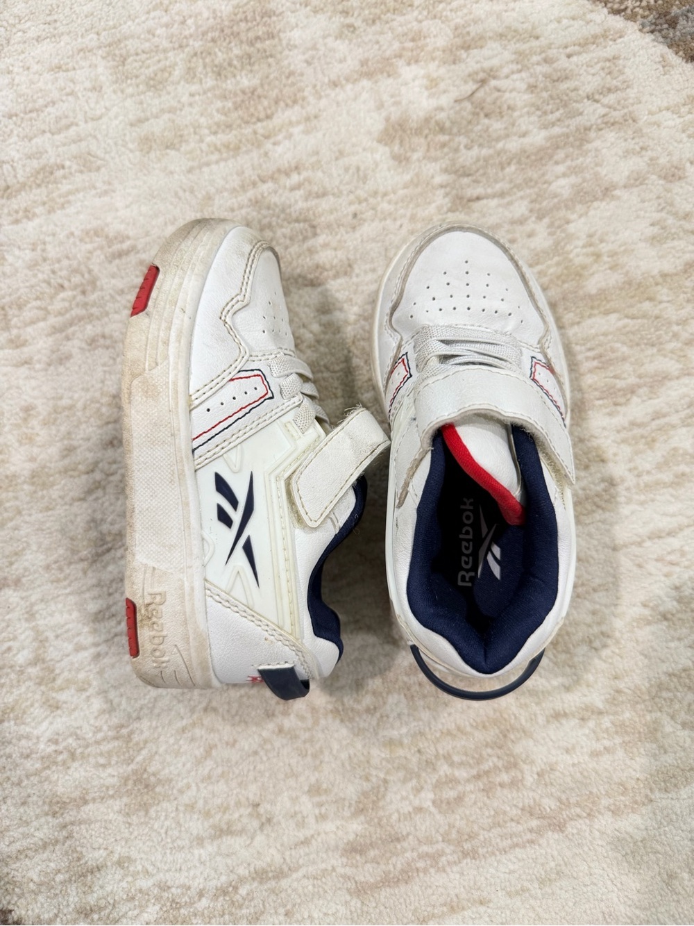 Reebok Kids White Navy Red Velcro Sneakers